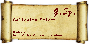Gallovits Szidor névjegykártya
